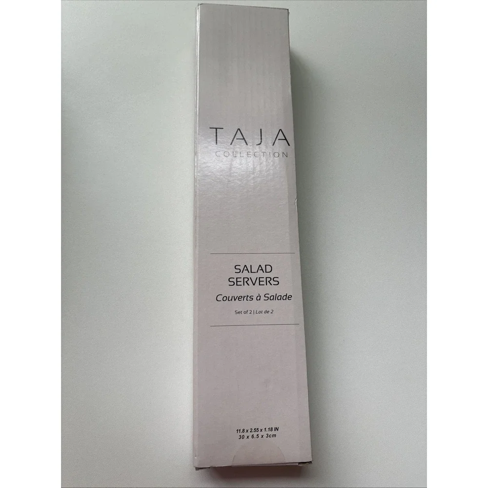 TAJA Collection Set Of 2 Gold Contemporary Salad Servers NEW Open Box